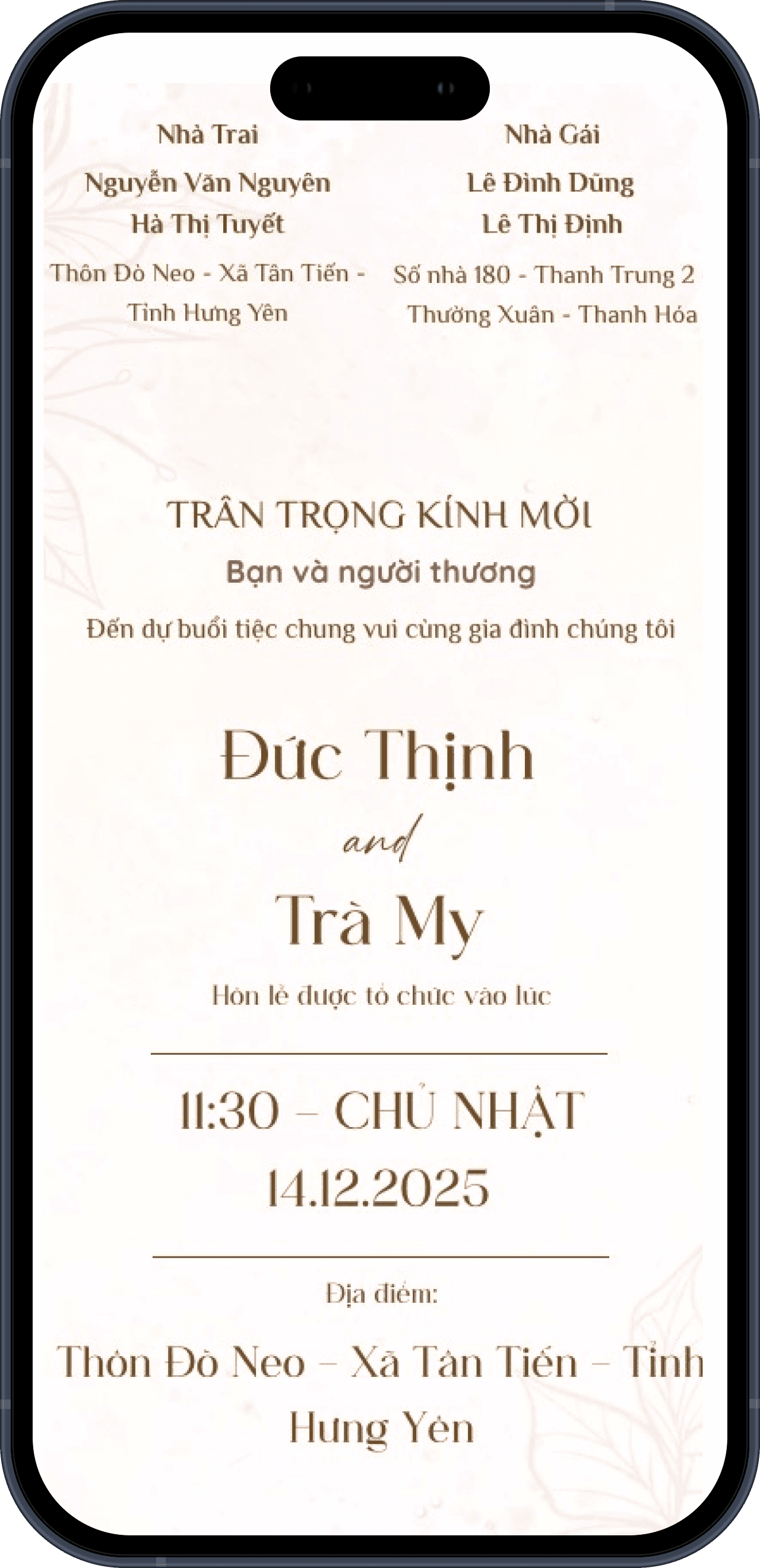 Wedding mobile preview