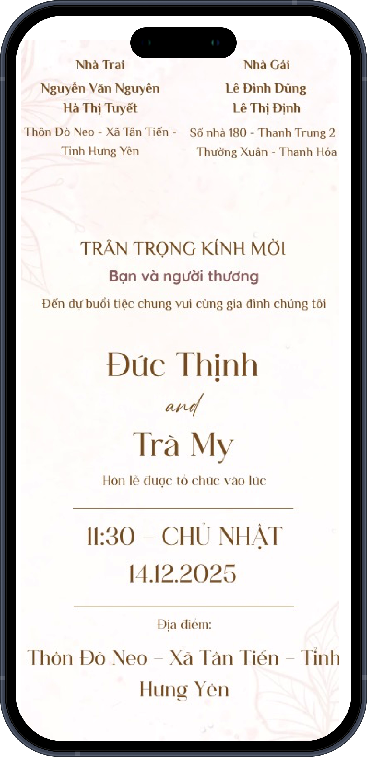Wedding mobile preview